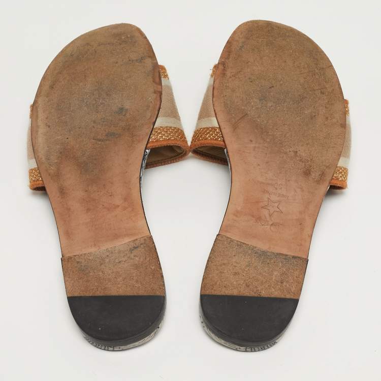 مملوكة مسبقًا Dior Dway Size 39 Multicolor Canvas Embroidered Flat Slide