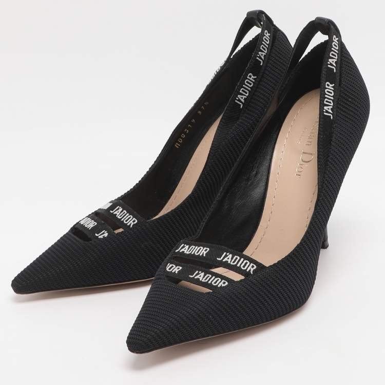 Pre Owned Dior J'Adior Size 37.5 Black Technical Fabric and Leather Pumps