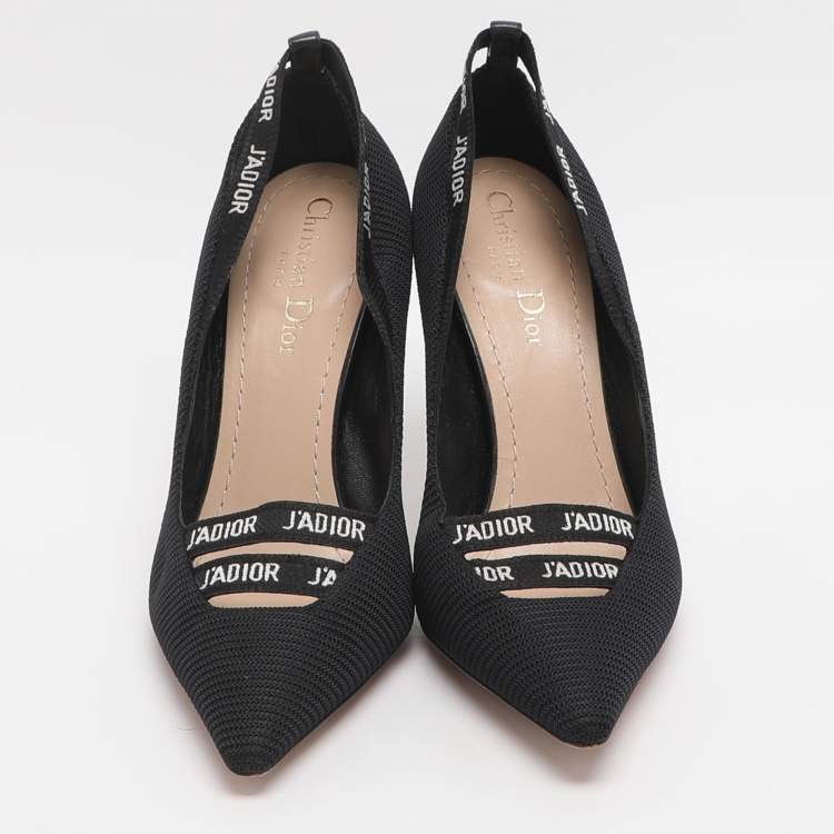 Pre Owned Dior J'Adior Size 37.5 Black Technical Fabric and Leather Pumps