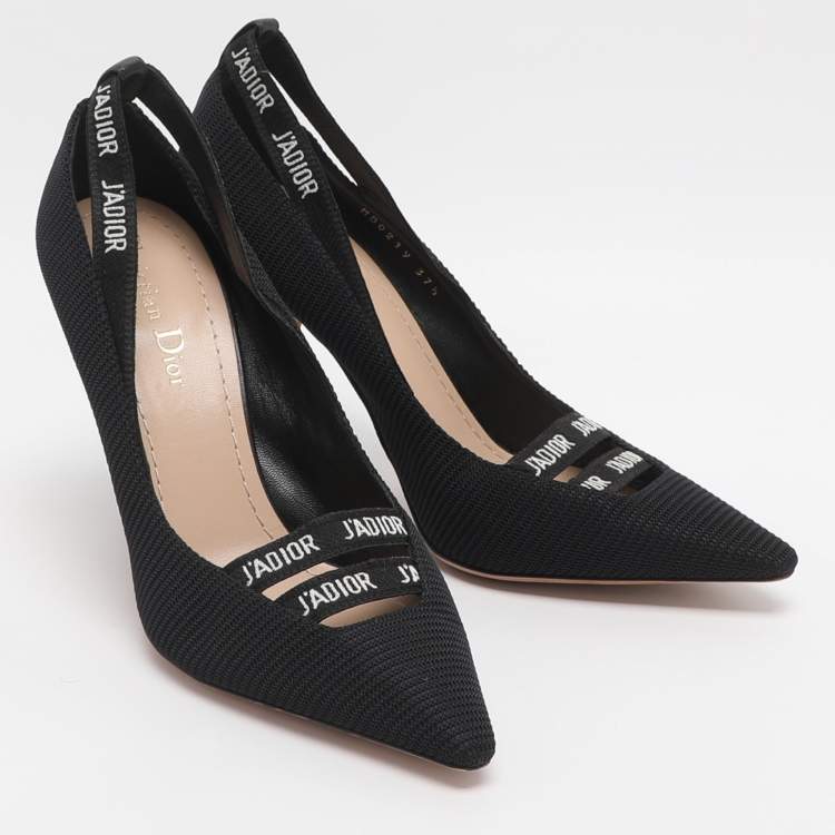 Pre Owned Dior J'Adior Size 37.5 Black Technical Fabric and Leather Pumps