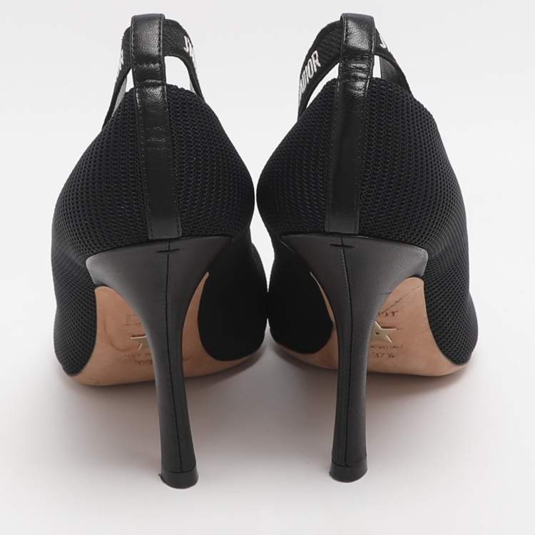 Pre Owned Dior J'Adior Size 37.5 Black Technical Fabric and Leather Pumps