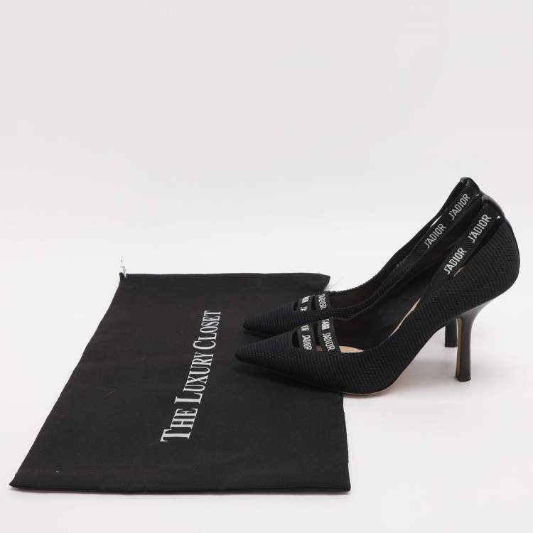 Pre Owned Dior J'Adior Size 37.5 Black Technical Fabric and Leather Pumps
