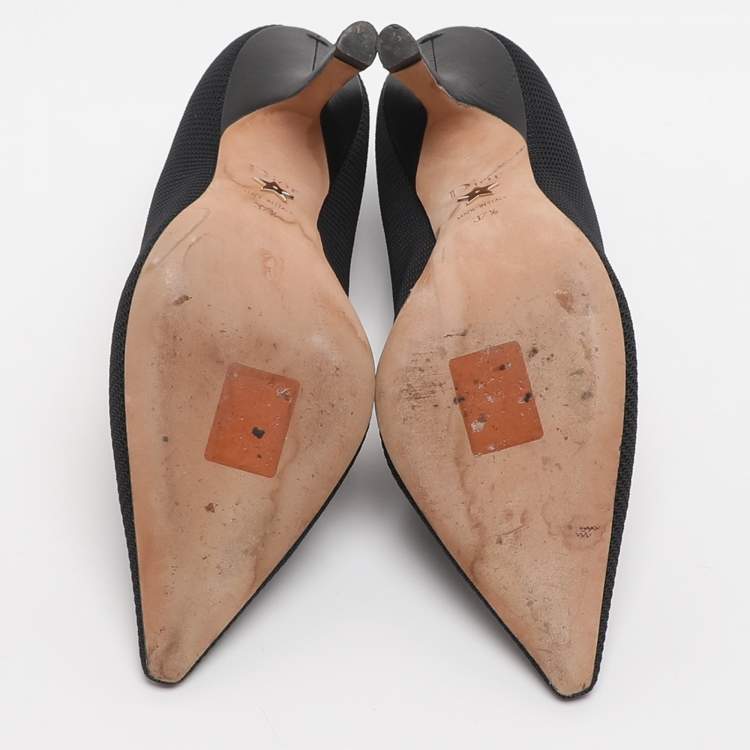 Pre Owned Dior J'Adior Size 37.5 Black Technical Fabric and Leather Pumps