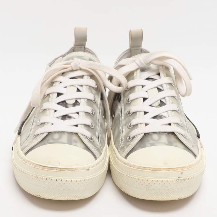 Pre Owned Dior B23 Size 38.5 Grey Mesh and PVC Low Top Sneakers