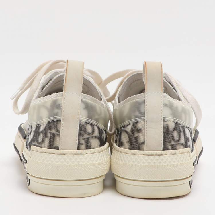 Pre Owned Dior B23 Size 38.5 Grey Mesh and PVC Low Top Sneakers