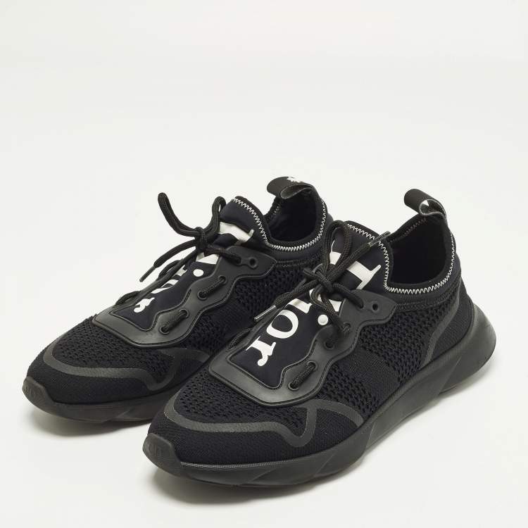 Pre Owned Dior B21 Size 41 Black Knit Fabric Low Top Sneakers