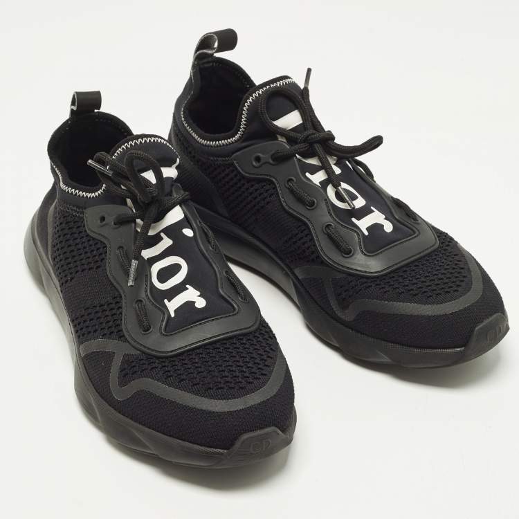 Pre Owned Dior B21 Size 41 Black Knit Fabric Low Top Sneakers