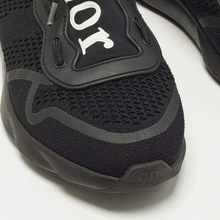 Pre Owned Dior B21 Size 41 Black Knit Fabric Low Top Sneakers