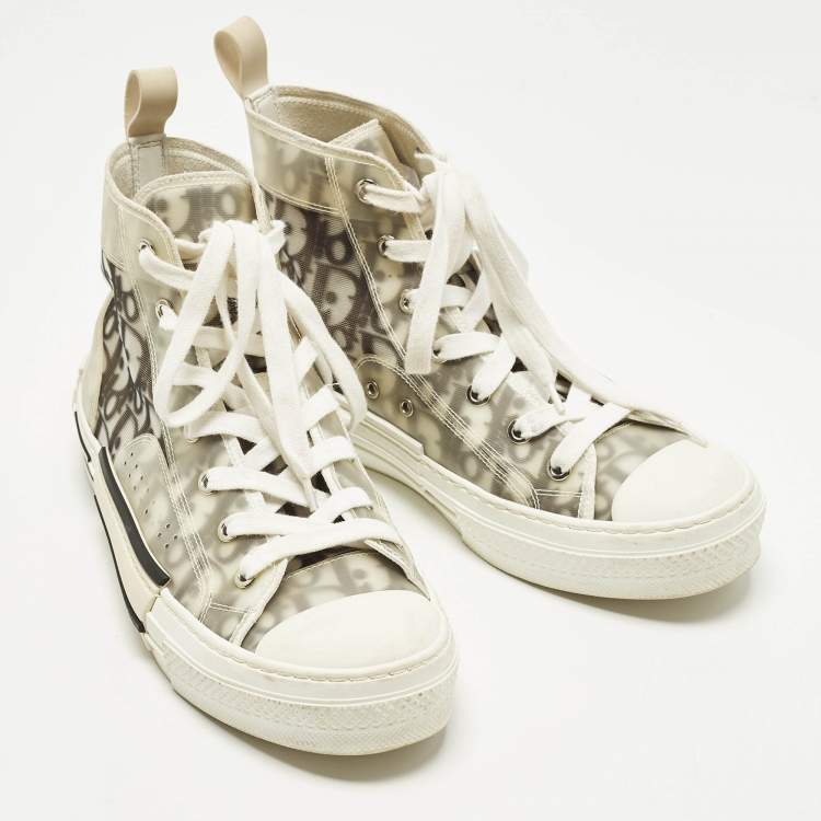 Pre Owned Dior B23 Size 38 Grey/Transparent Mesh and PVC High Top Sneakers