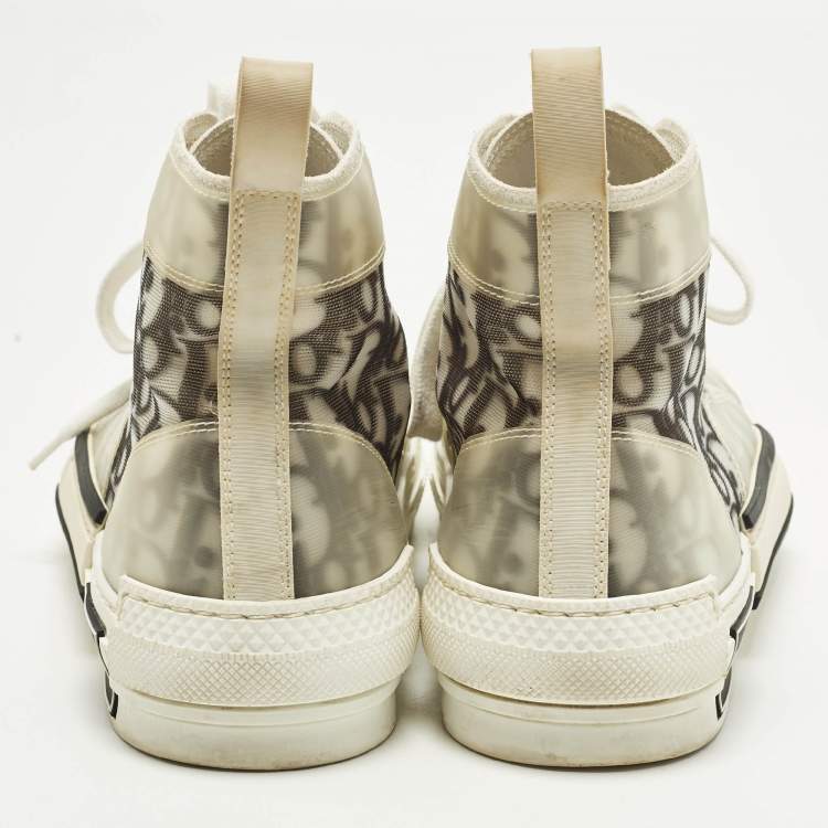 Pre Owned Dior B23 Size 38 Grey/Transparent Mesh and PVC High Top Sneakers