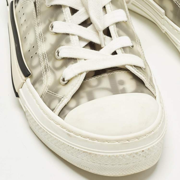 Pre Owned Dior B23 Size 38 Grey/Transparent Mesh and PVC High Top Sneakers