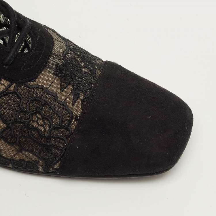 Pre Owned Dior Naughtily D Size 36 Black Mesh and Suede Ankle Length Boots