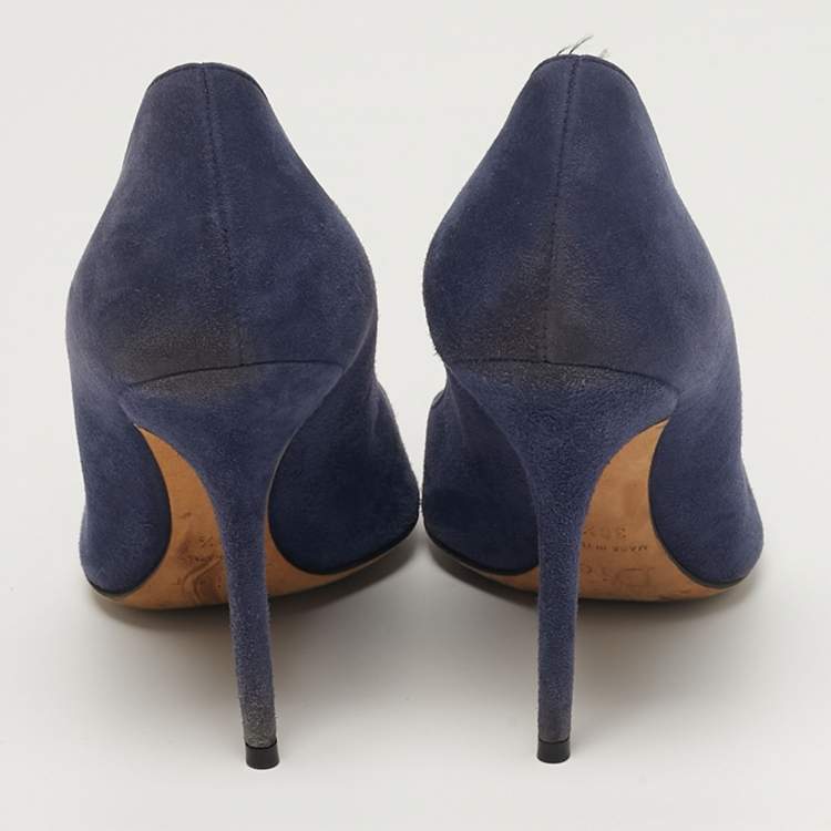 مملوكة مسبقًا Dior Cherie Size 38.5 Navy Blue Suede Pointed Toe Pumps