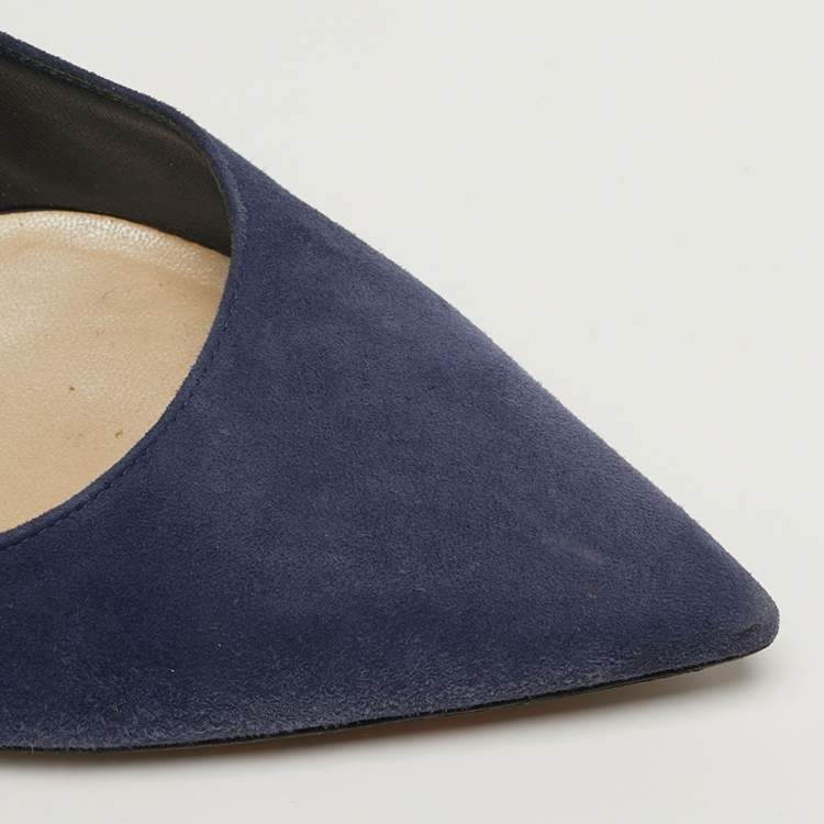 مملوكة مسبقًا Dior Cherie Size 38.5 Navy Blue Suede Pointed Toe Pumps