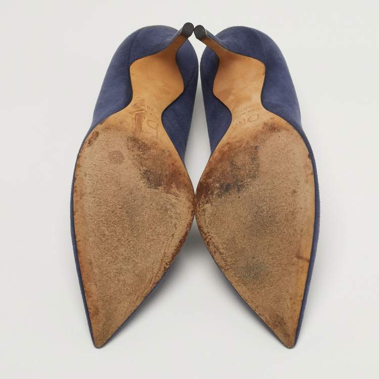 مملوكة مسبقًا Dior Cherie Size 38.5 Navy Blue Suede Pointed Toe Pumps