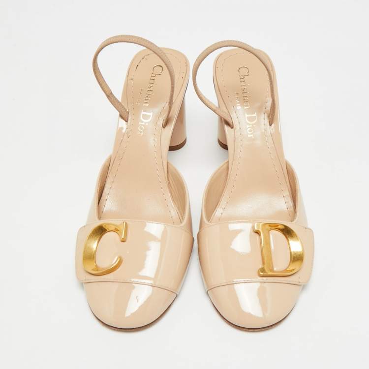 مملوكة مسبقًا Dior C'est Size 35 Beige Patent Leather Slingback Pumps