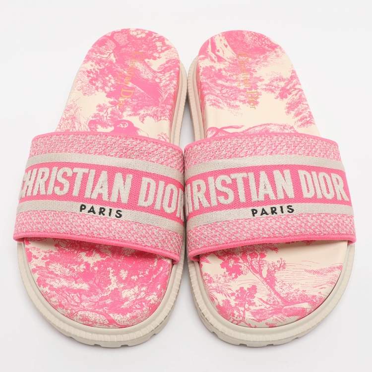 Pre Owned Dior Dway Size 38.5 Pink Canvas Sandals