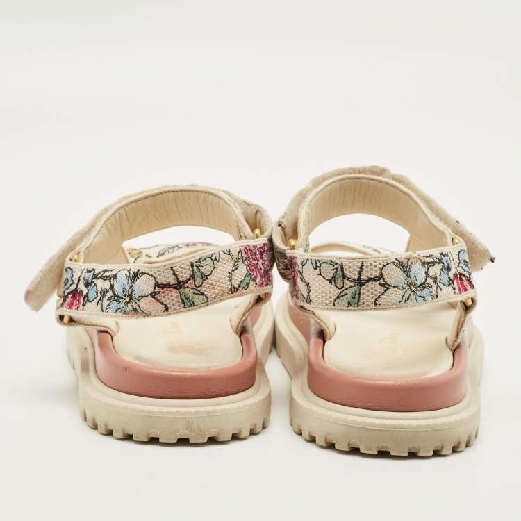 Pre Owned Dior D-Wave Size 38.5 Multicolor Canvas Ankle Strap Sandals