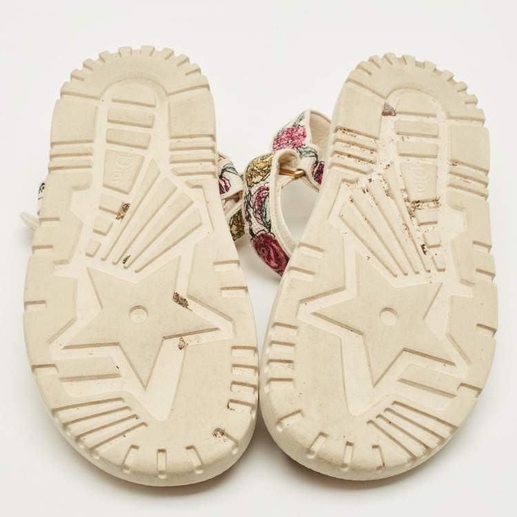 Pre Owned Dior D-Wave Size 38.5 Multicolor Canvas Ankle Strap Sandals