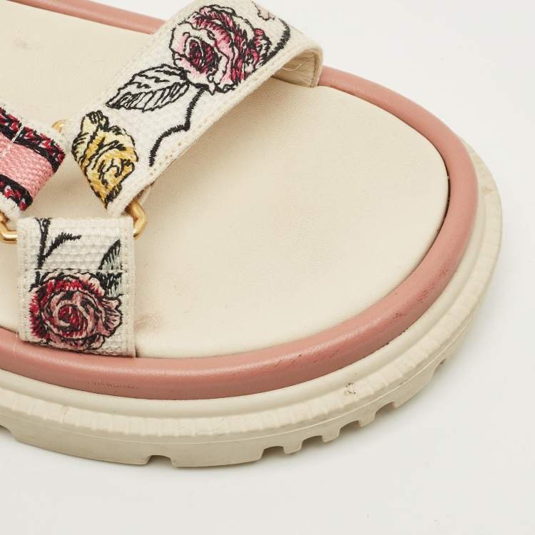 Pre Owned Dior D-Wave Size 38.5 Multicolor Canvas Ankle Strap Sandals