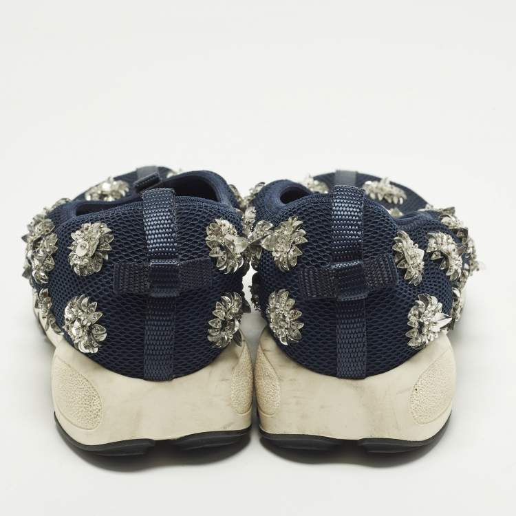 Pre Owned حذاء رياضي ديور فيوجن مزين شبكي كحلي مقاس 39