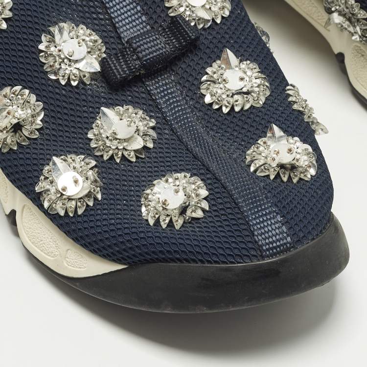 Pre Owned حذاء رياضي ديور فيوجن مزين شبكي كحلي مقاس 39