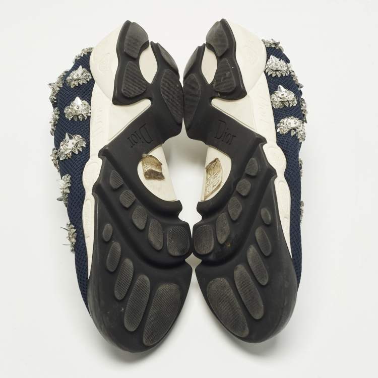 Pre Owned حذاء رياضي ديور فيوجن مزين شبكي كحلي مقاس 39