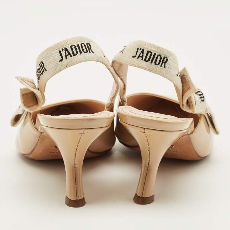 Pre Owned Dior J'Adior Size 39 Beige Patent Leather Slingback Pumps