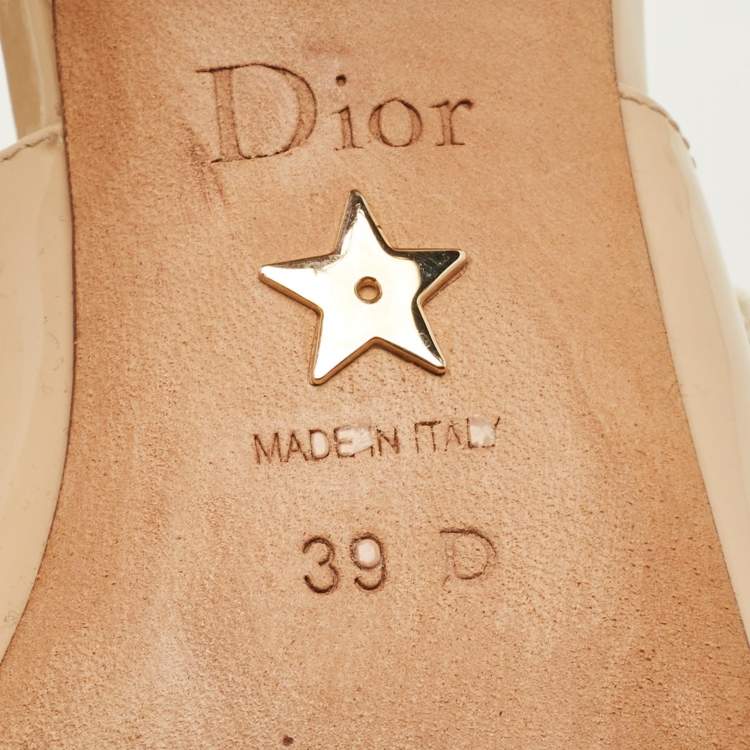 Pre Owned Dior J'Adior Size 39 Beige Patent Leather Slingback Pumps