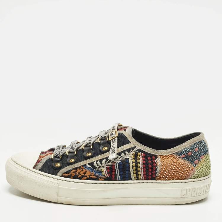 Pre Owned Dior Walk'n'Dior Size 38.5 Multicolor Canvas Low Top Sneakers