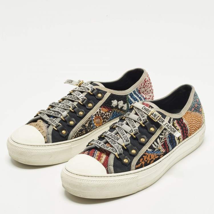 Pre Owned Dior Walk'n'Dior Size 38.5 Multicolor Canvas Low Top Sneakers