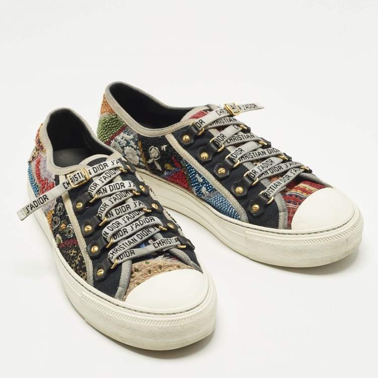 Pre Owned Dior Walk'n'Dior Size 38.5 Multicolor Canvas Low Top Sneakers