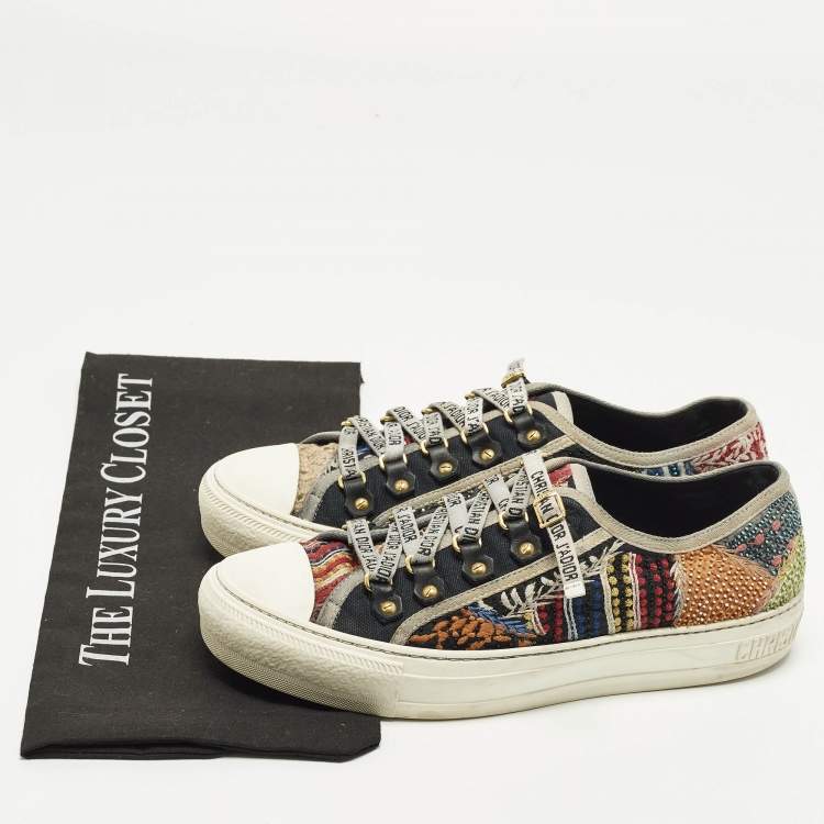 Pre Owned Dior Walk'n'Dior Size 38.5 Multicolor Canvas Low Top Sneakers