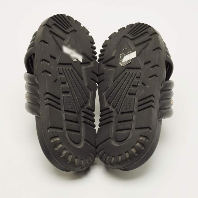 Pre Owned Dior D-Cross Size 38 Black Leather Flat Slide