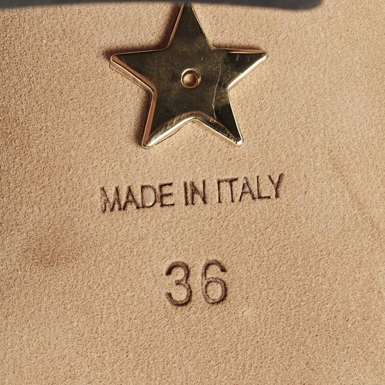 Pre Owned Dior Dway Size 36 Black/Beige Embroidered Canvas Slide Sandals