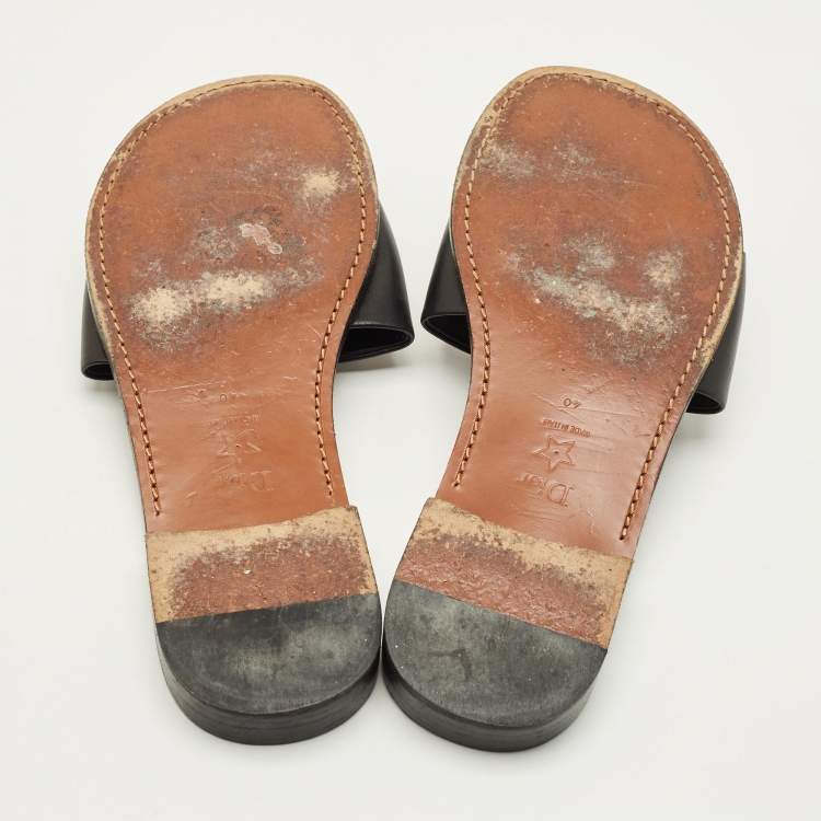 Pre Owned Dior Diorevolution Size 40 Black Leather Flat Sandals