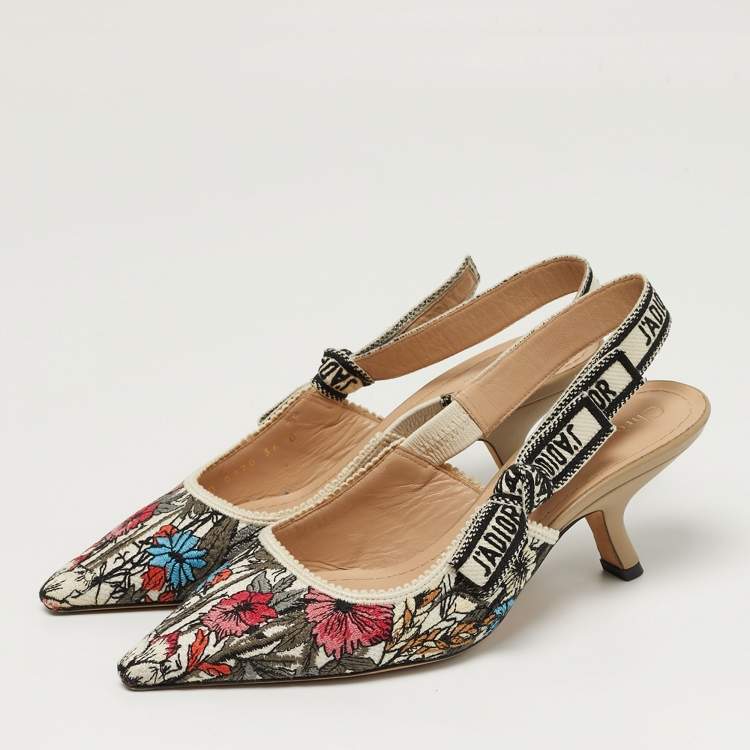 Pre Owned Dior J'Adior Size 36 Multicolor Jacquard Slingback Pumps
