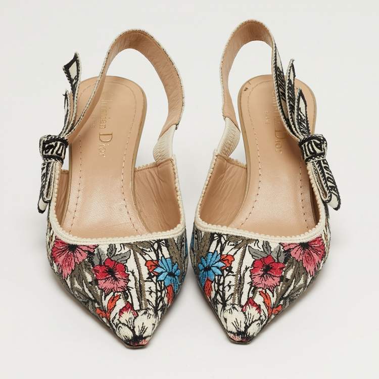 Pre Owned Dior J'Adior Size 36 Multicolor Jacquard Slingback Pumps