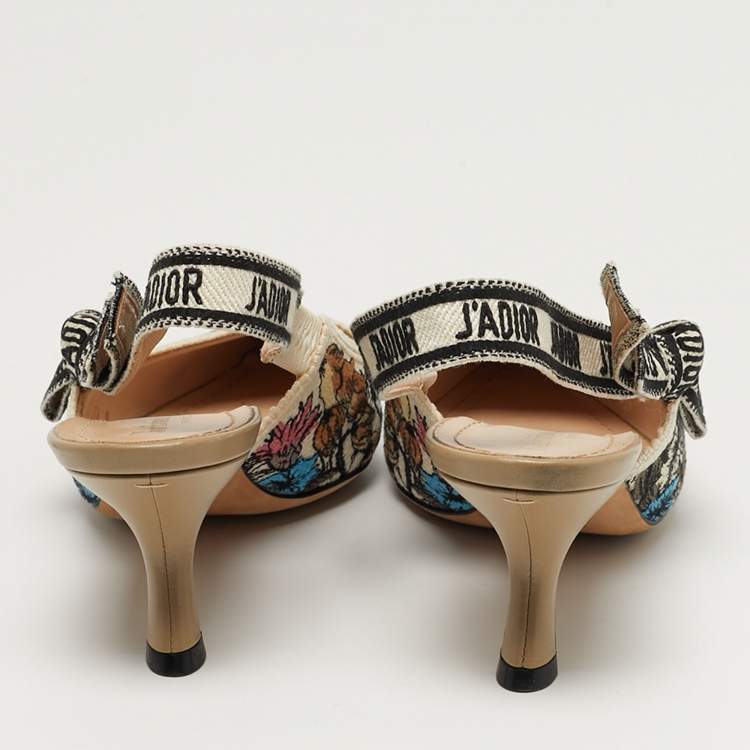 Pre Owned Dior J'Adior Size 36 Multicolor Jacquard Slingback Pumps