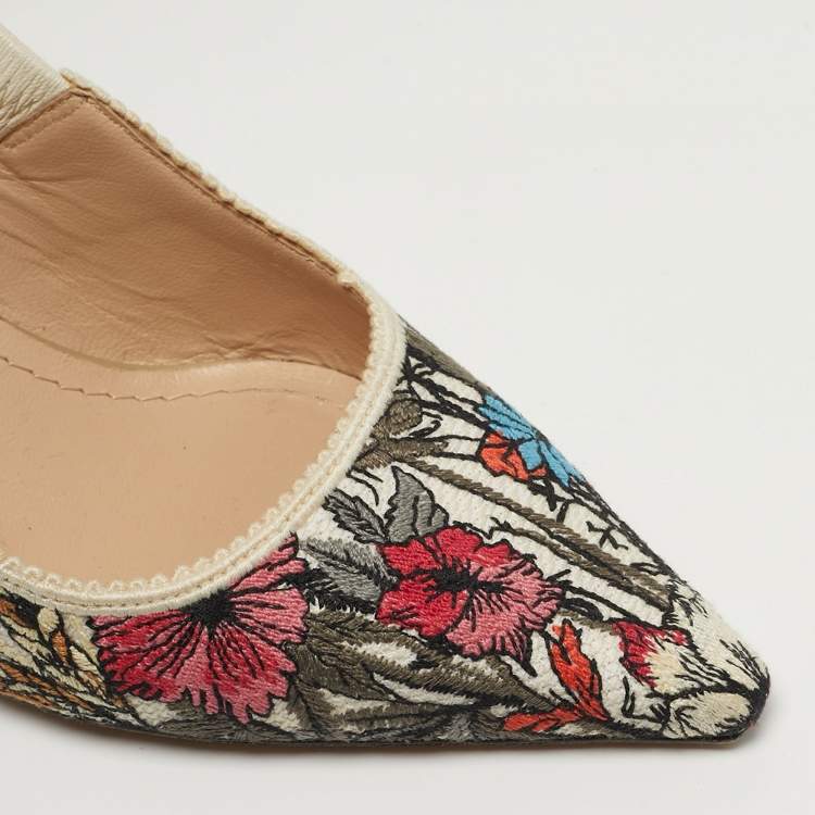 Pre Owned Dior J'Adior Size 36 Multicolor Jacquard Slingback Pumps