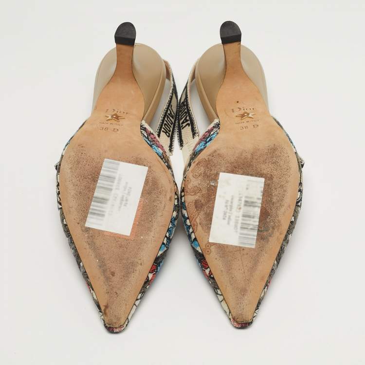 Pre Owned Dior J'Adior Size 36 Multicolor Jacquard Slingback Pumps