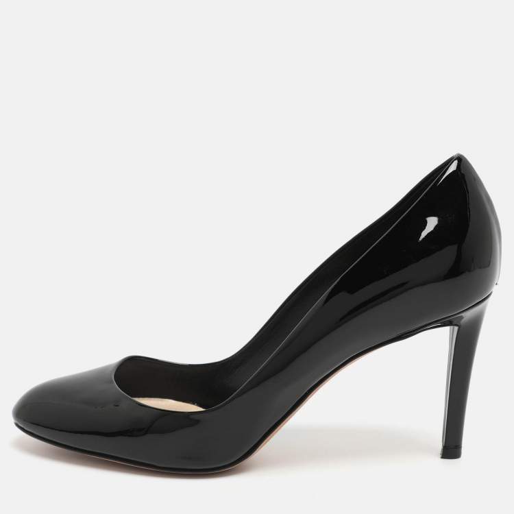 Pre Owned Dior Size 38 Black Patent Leather Round Toe Pumps