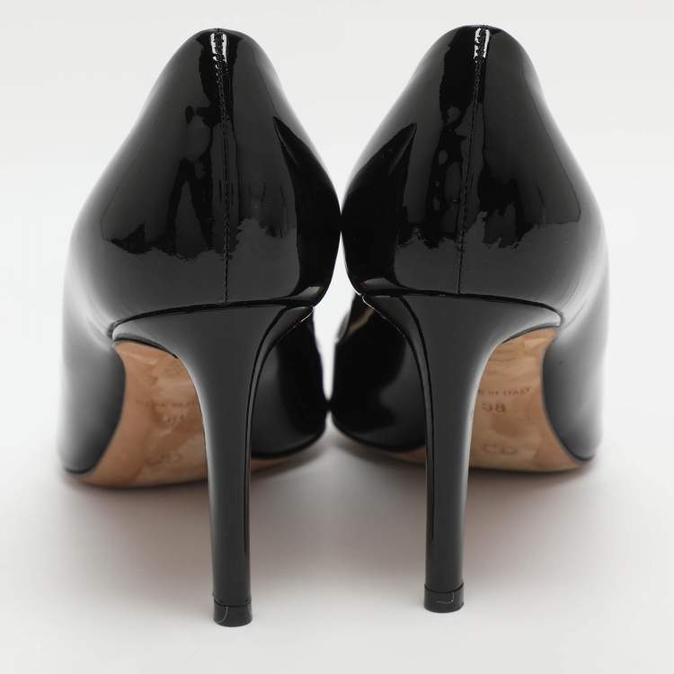 Pre Owned Dior Size 38 Black Patent Leather Round Toe Pumps