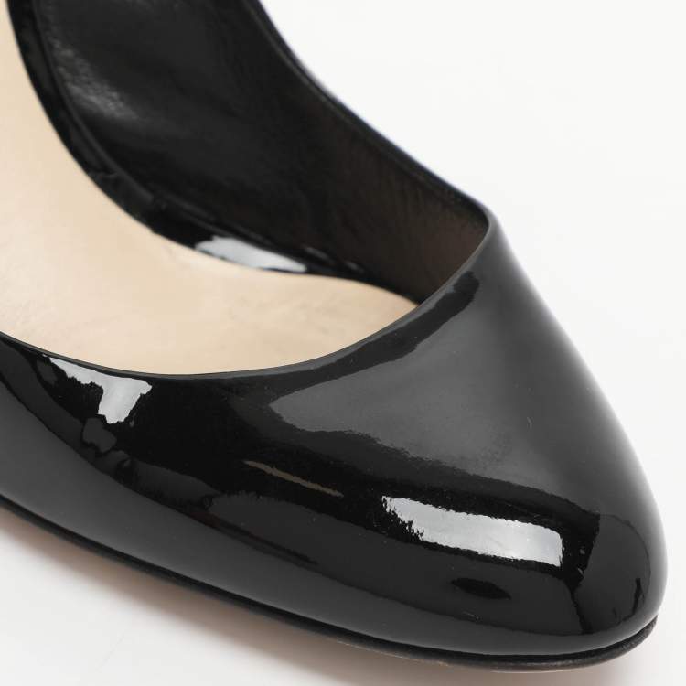 Pre Owned Dior Size 38 Black Patent Leather Round Toe Pumps