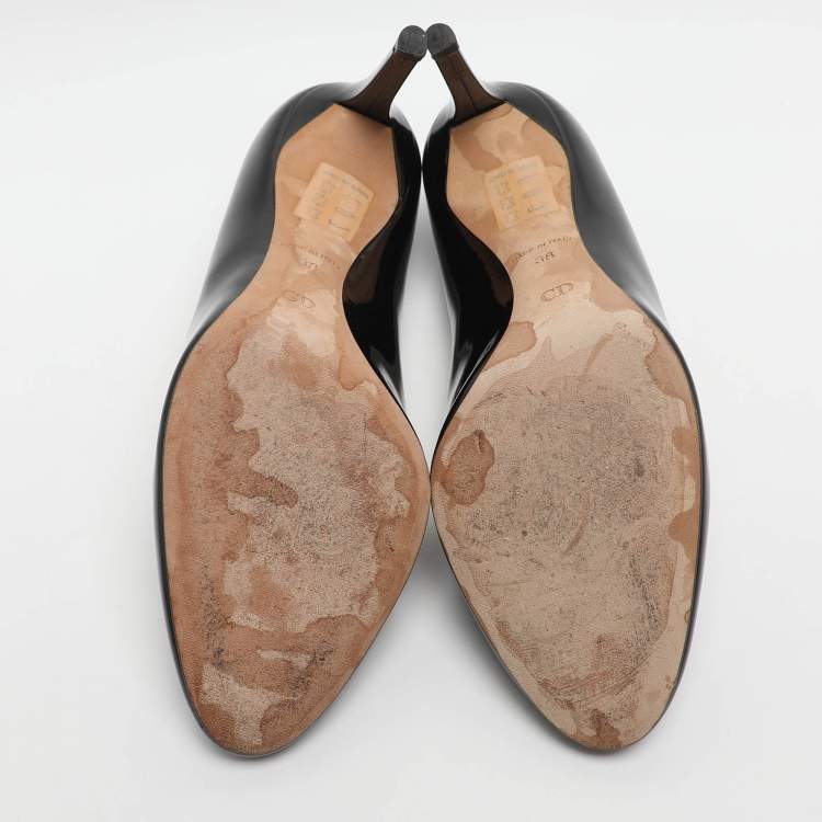 Pre Owned Dior Size 38 Black Patent Leather Round Toe Pumps