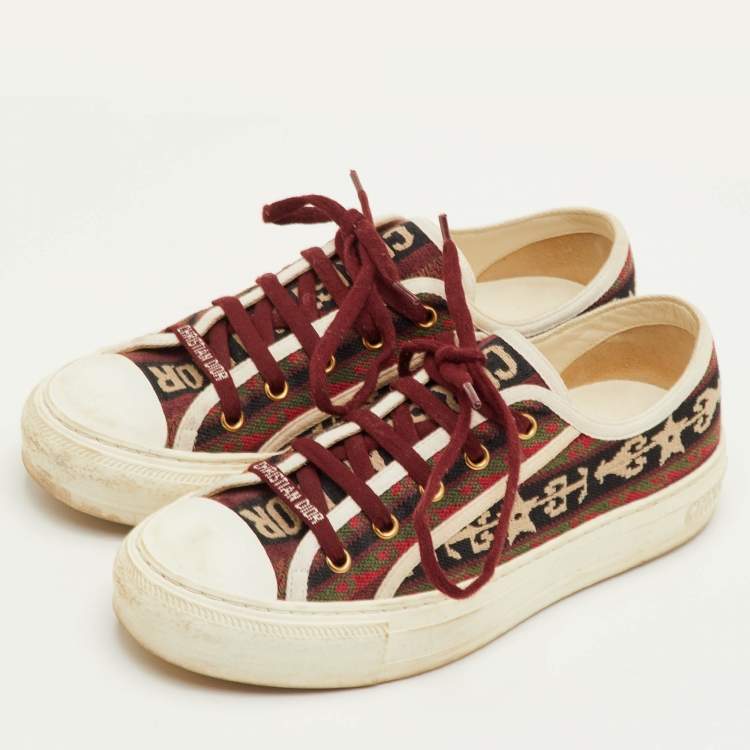 Pre Owned Dior Walk'n'Dior Size 38 Multicolor Embroidered Canvas Low Top Sneakers