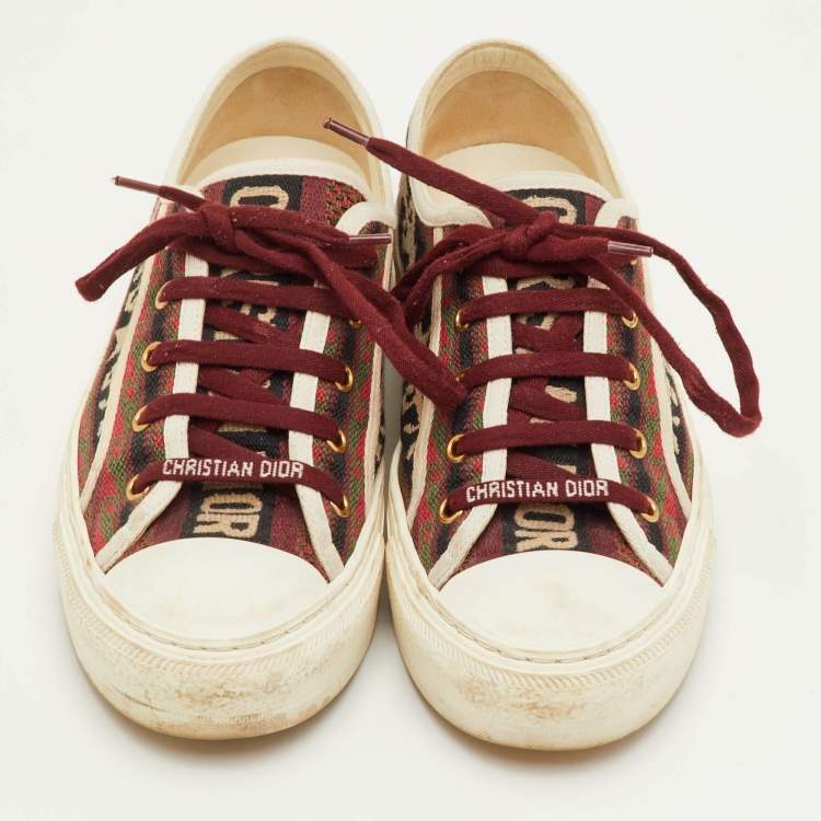 Pre Owned Dior Walk'n'Dior Size 38 Multicolor Embroidered Canvas Low Top Sneakers