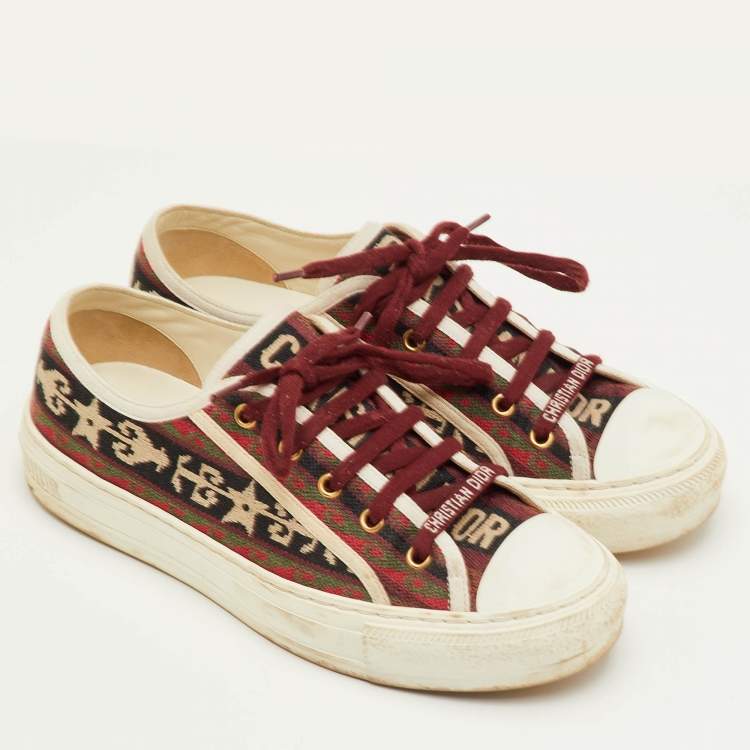 Pre Owned Dior Walk'n'Dior Size 38 Multicolor Embroidered Canvas Low Top Sneakers