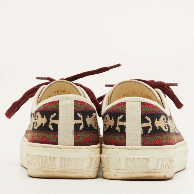 Pre Owned Dior Walk'n'Dior Size 38 Multicolor Embroidered Canvas Low Top Sneakers