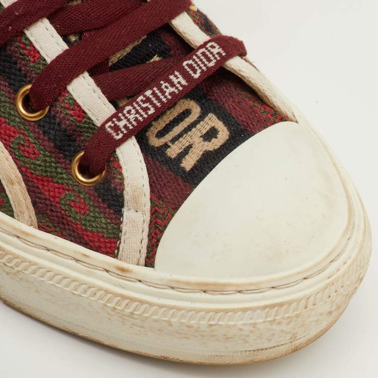 Pre Owned Dior Walk'n'Dior Size 38 Multicolor Embroidered Canvas Low Top Sneakers